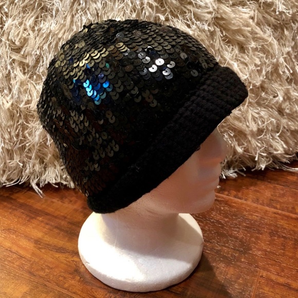 Vintage Black Sequined Beanie Cap Hat main image 7